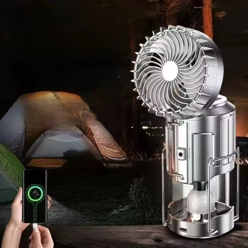 Rechargeable Camping Emergency Light with Fan - Clarify.pk