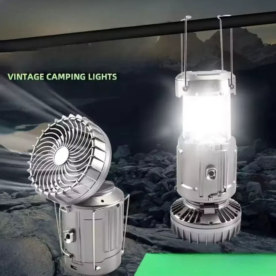 Rechargeable Camping Emergency Light with Fan - Clarify.pk