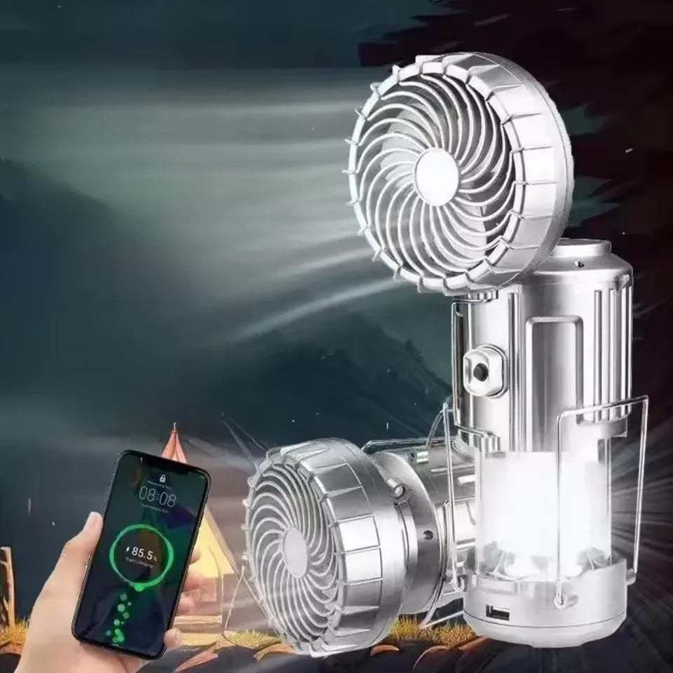 Rechargeable Camping Emergency Light with Fan - Clarify.pk