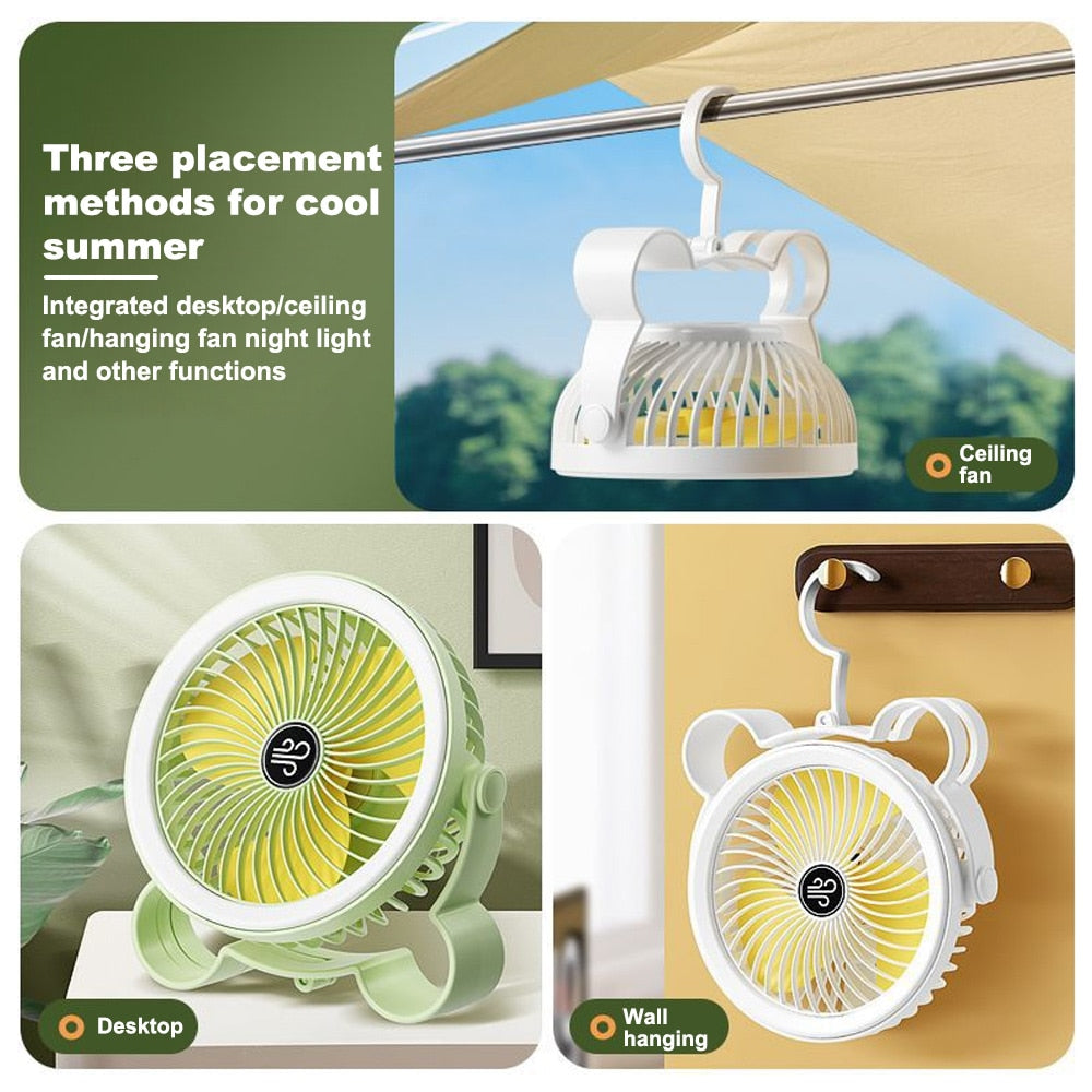 BearBreeze Mini Cartoon Standing Desk Fan with Integrated Wall Hook