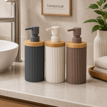 Ribbed cylinder refillable soap dispenser assortment