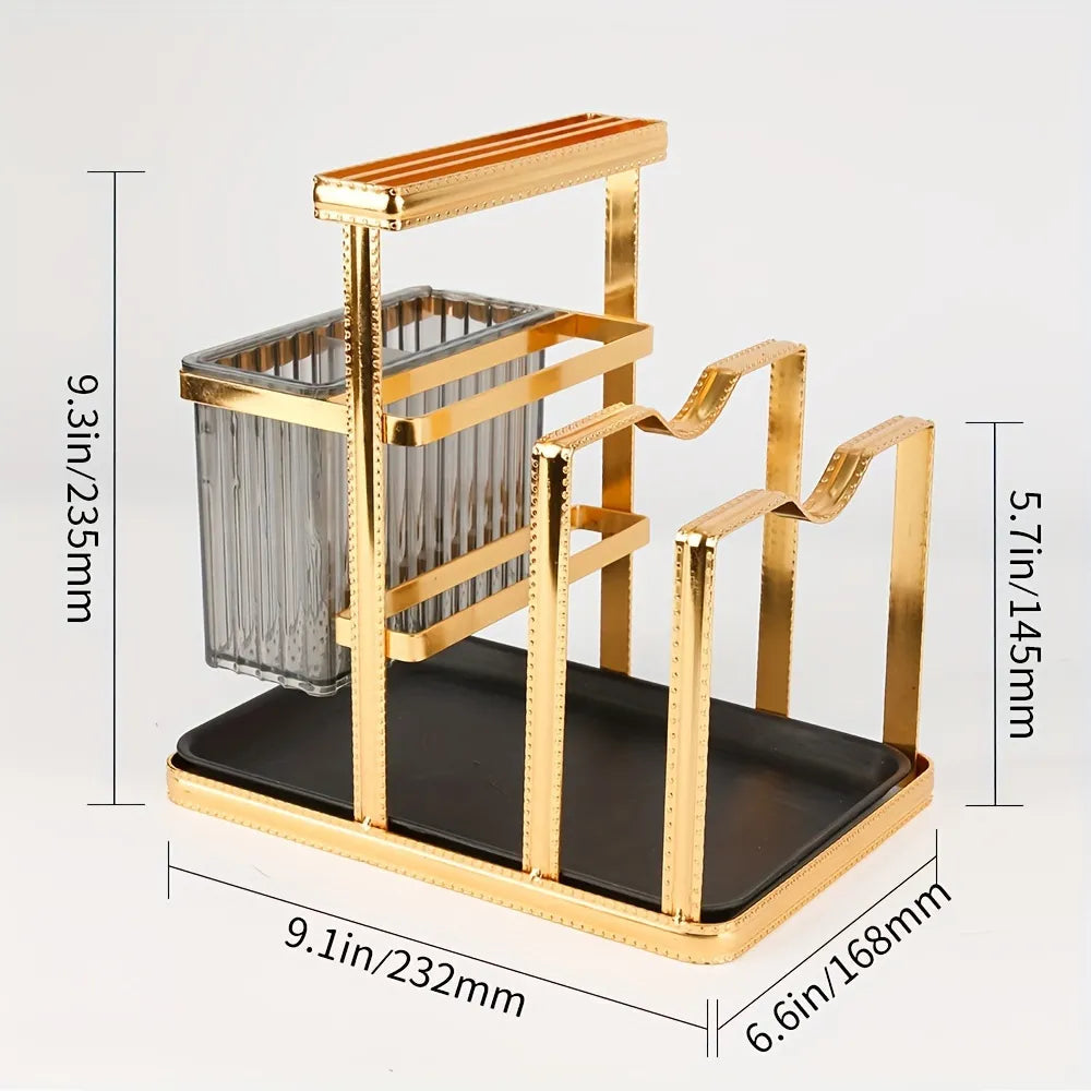 Knife & Chopsticks Rack | Gold Stainless Steel Kitchen Organizer