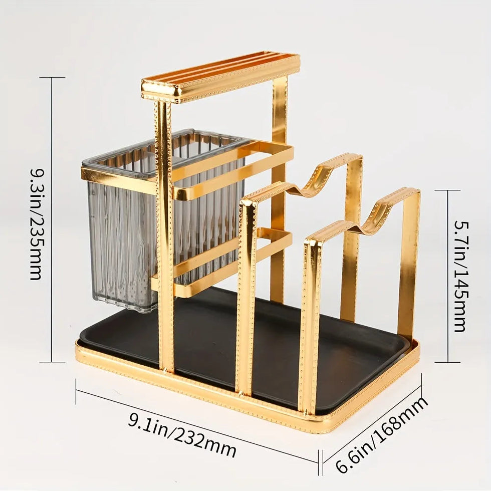 Knife & Chopsticks Rack | Gold Stainless Steel Kitchen Organizer