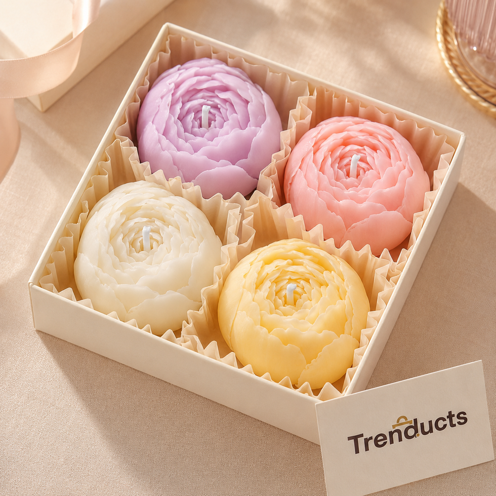 Rose Flower Scented Candles – Pack of 4