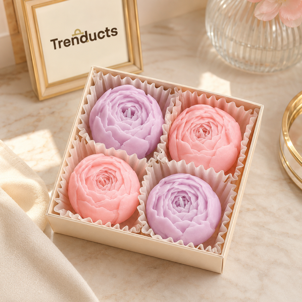 Rose Flower Scented Candles – Pack of 4