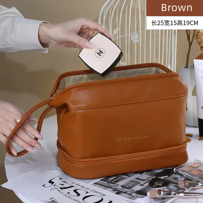 PU Leather Makeup Storage Case with Handle - Clarify.pk