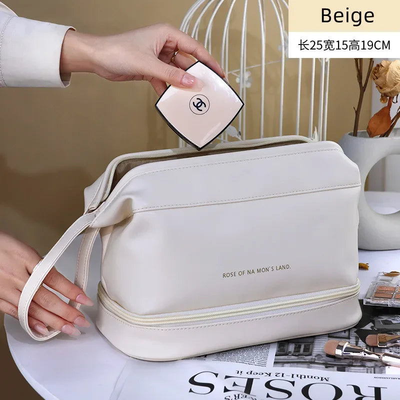 PU Leather Travel Makeup Bag - Stylish & Spacious - Clarify.pk