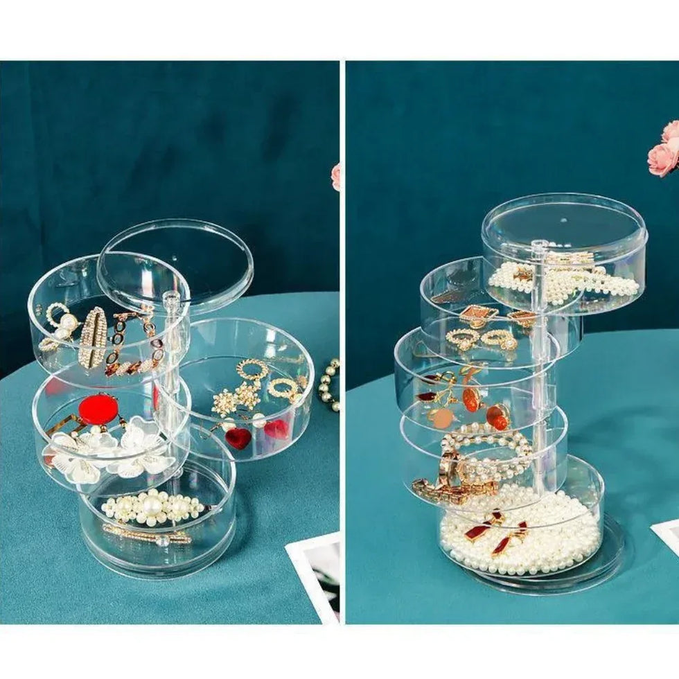 Rotating Jewelry Storage Box - Clear Organizer