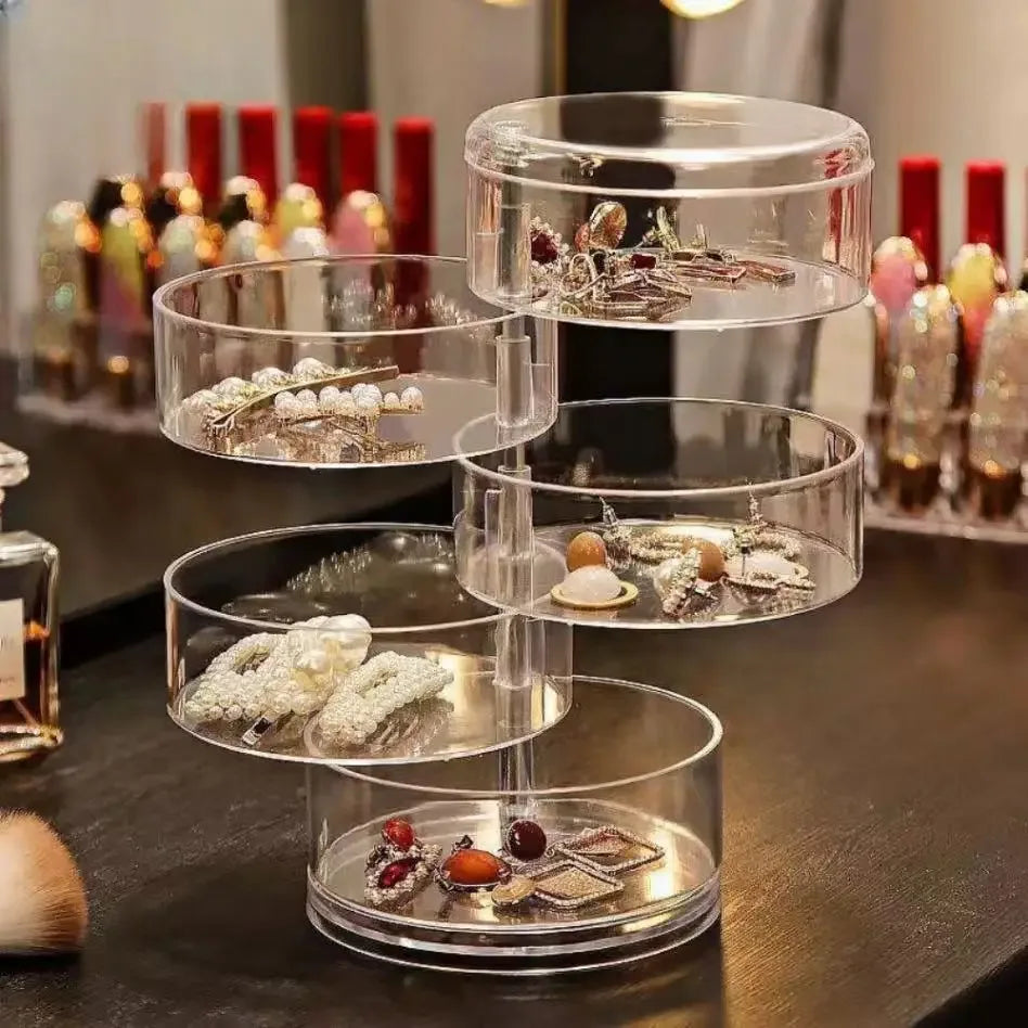 Rotating Jewelry Storage Box - Clear Organizer