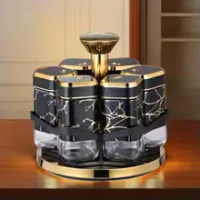 Rotating Spice Jar Set with 6 Glass Jars
