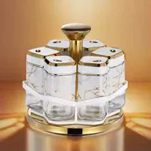 Rotating Spice Jar Set with 6 Glass Jars