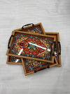 Rust Persian Medallion 3-Piece Fibre Tray Set