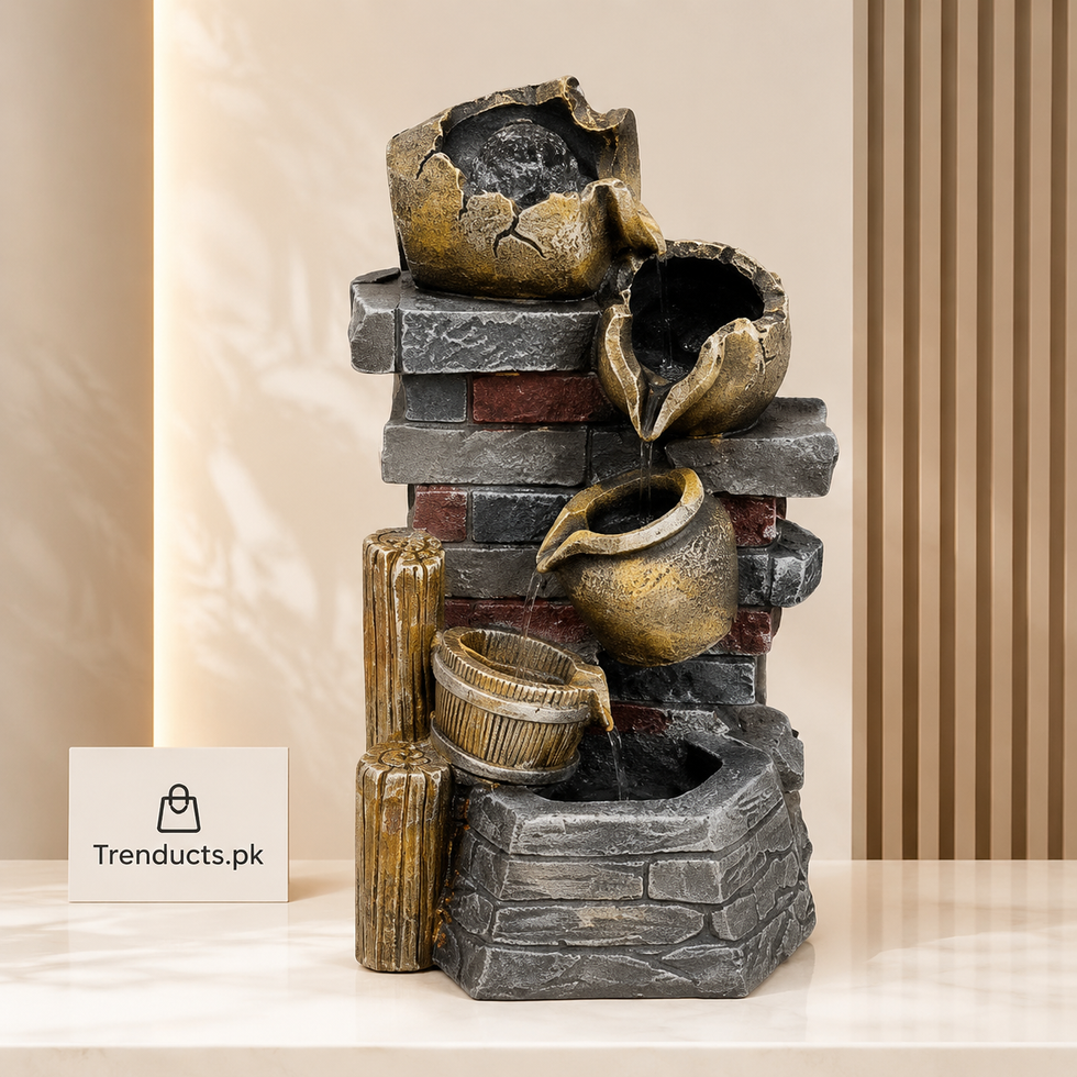 Rustic Pot & Brick Cascade Tabletop Fountain