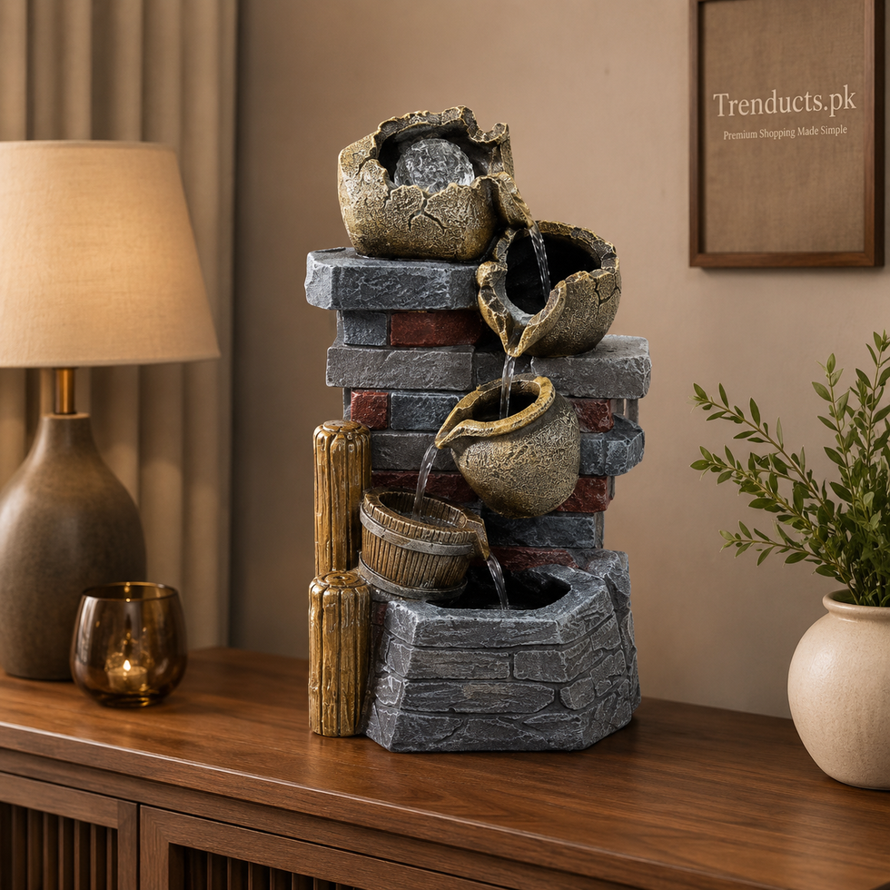 Rustic Pot & Brick Cascade Tabletop Fountain