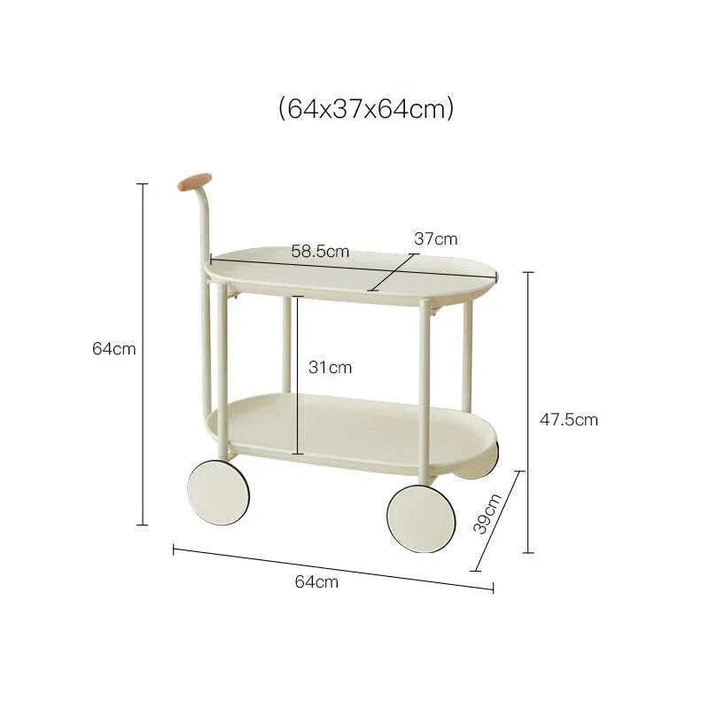 Luxury Oval Serving Trolley with Wheels – 2 Tier Coffee Cart - Clarify.pk