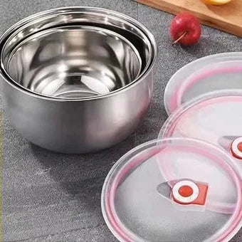 Stainless Steel Food Storage Bowls – Airtight Set of 3