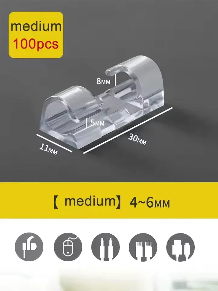 Pack of 4 Self Adhesive Wire Holder Cable Clips - Clarify.pk