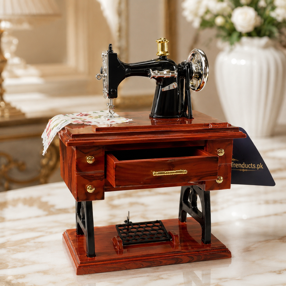 Vintage Sewing Machine Drawer Music Box