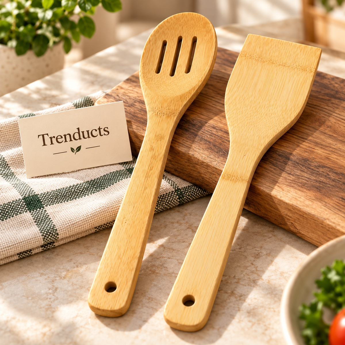 2-Piece Bamboo Kitchen Spoon & Spatula Set