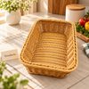 Rectangular Cane Serving Basket for Dining & Storage