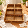 6-Compartment Cane Basket Organizer for Table & Storage