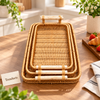 Nested Cane Serving Tray Set for Dining & Home Decor