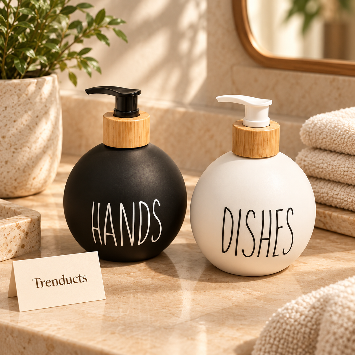 Round Glass Soap Dispenser for Bathroom & Kitchen