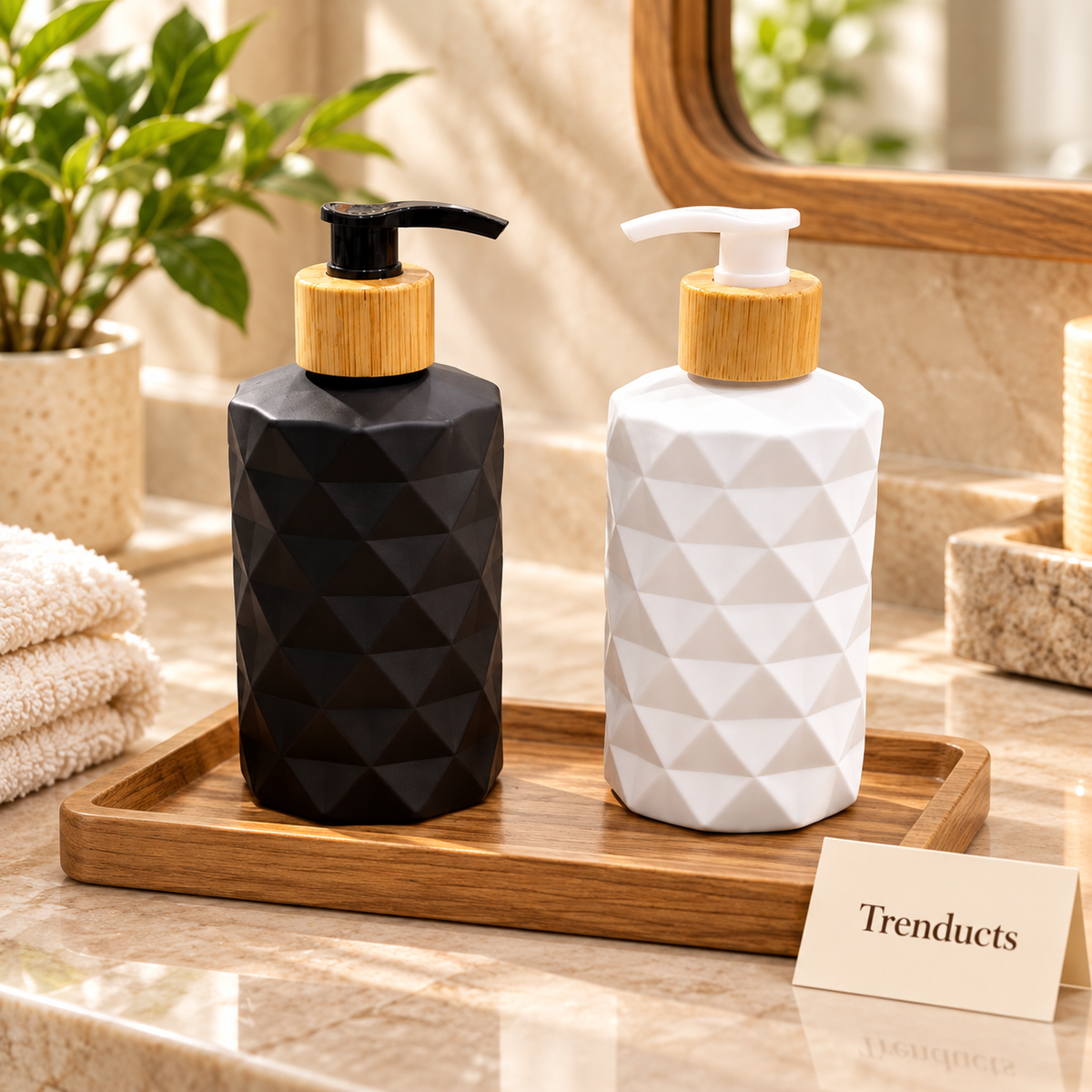 Faceted Glass Soap Dispenser for Bathroom & Kitchen