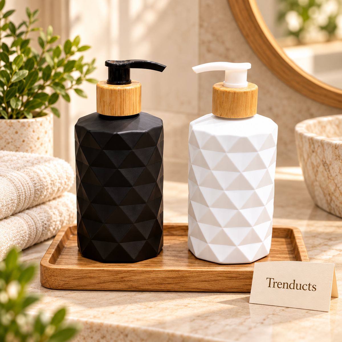 Faceted Glass Soap Dispenser for Bathroom & Kitchen