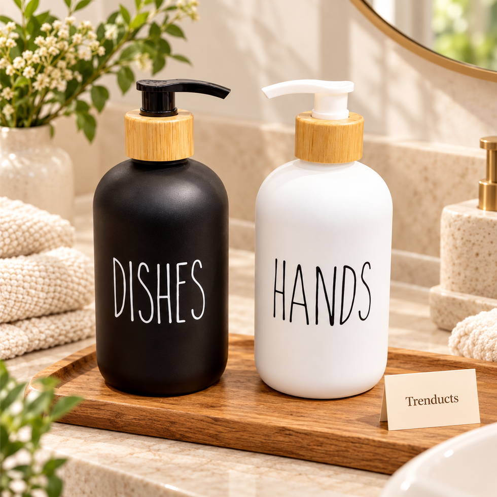 Labeled Glass Soap Dispenser for Bathroom & Kitchen