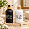 Labeled Glass Soap Dispenser for Bathroom & Kitchen