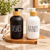 Labeled Glass Soap Dispenser for Bathroom & Kitchen