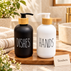 Labeled Glass Soap Dispenser for Bathroom & Kitchen