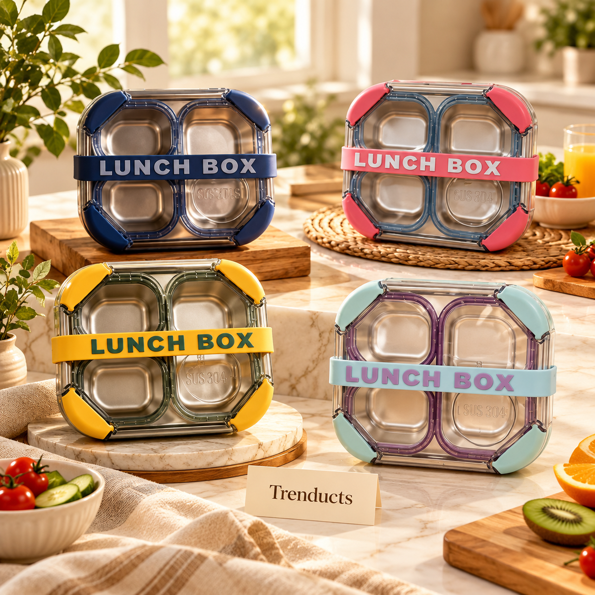 Premium Stainless Steel Lunch Box (Random Color)