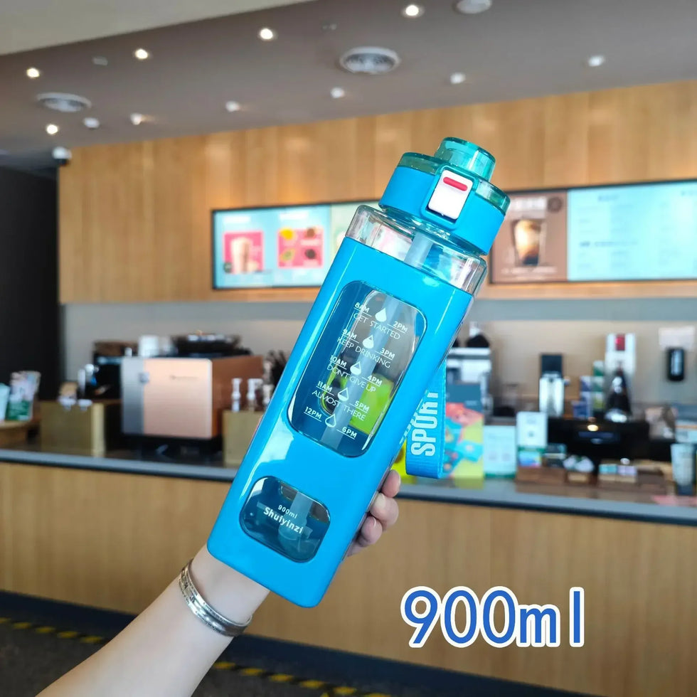 900ml Leak Proof Water Bottle with Timer - Clarify.pk