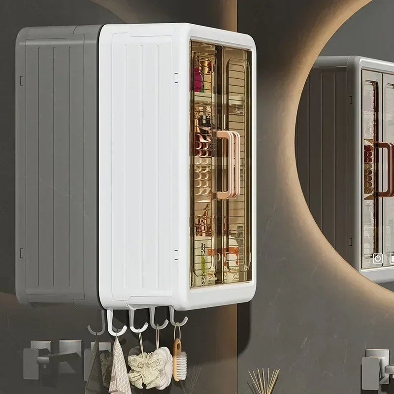 Wall Mounted Bathroom Storage Cabinet with Hooks - Clarify.pk