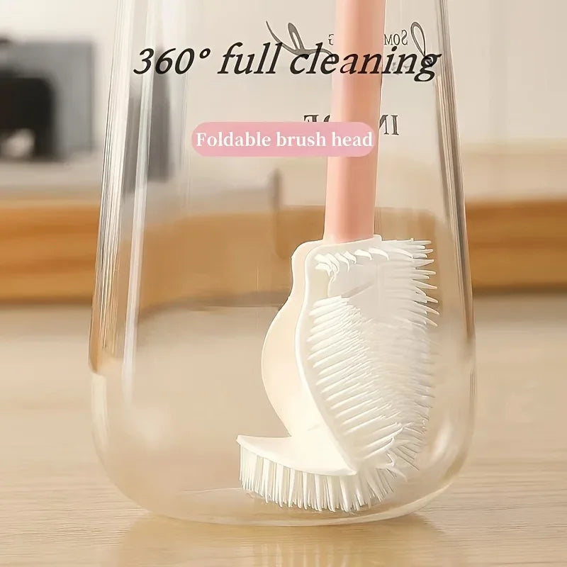 Silicone Bottle Cleaning Brush with Foldable Head