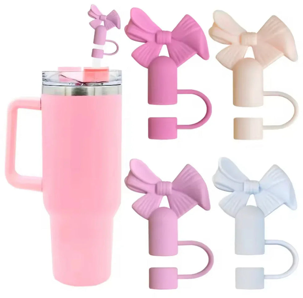 Set of 3 Silicone Straw Toppers Floral Design