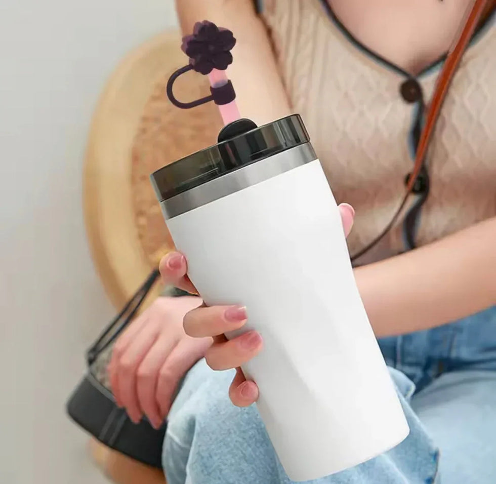 Set of 3 Silicone Straw Toppers Floral Design