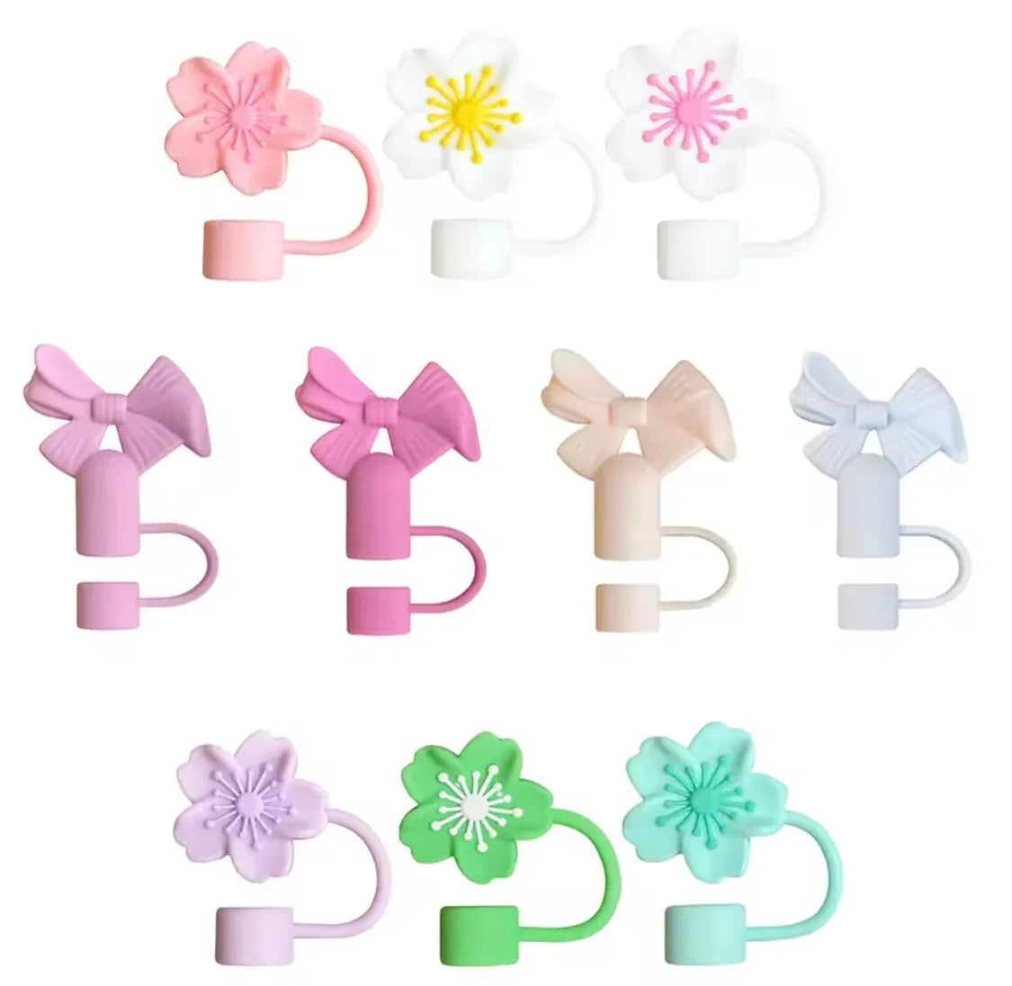 Set of 3 Silicone Straw Toppers Floral Design - Clarify.pk