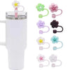 Set of 3 Silicone Straw Toppers Floral Design - Clarify.pk