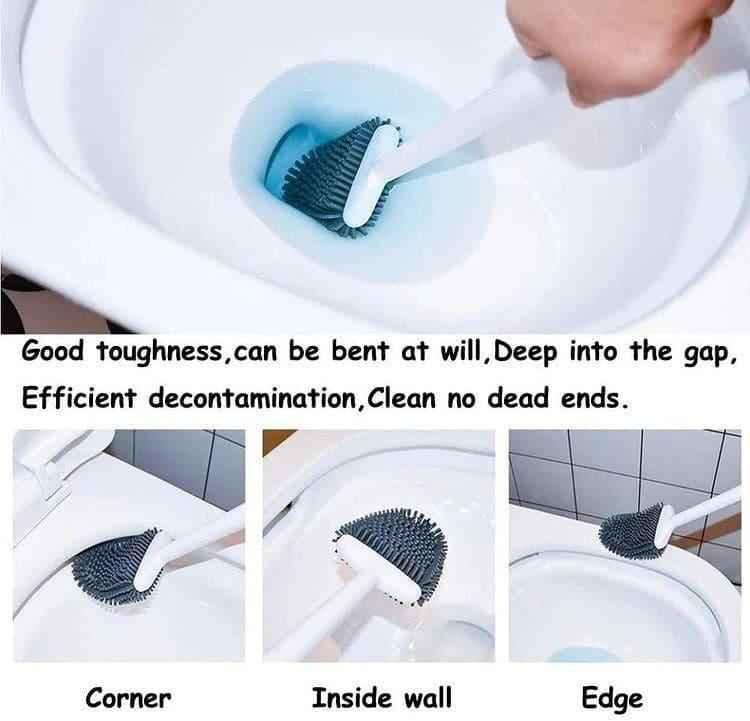 Silicone Toilet Brush Set with Holder - Clarify.pk