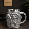 450ml Silver V8 Engine Mug with Raised Details