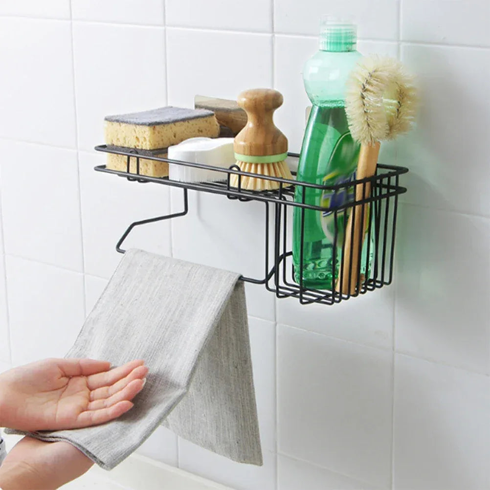 Wall-Mounted Sink Shelf Organizer with Hooks - Clarify.pk