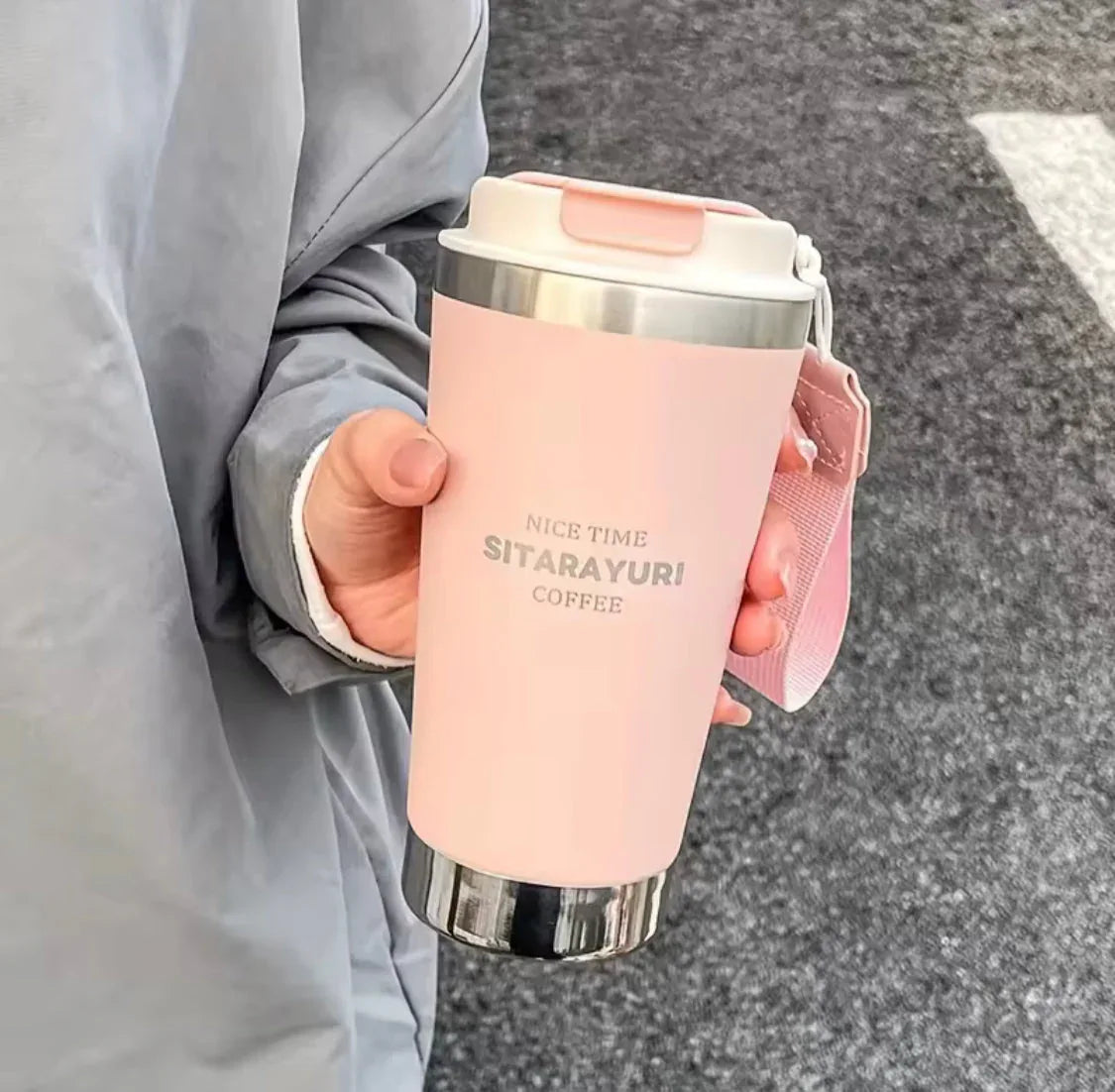 500ml Hot and Cold Water Bottle with Strap - Clarify.pk