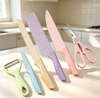 6-Piece Pastel Kitchen Knife, Peeler & Scissor Set