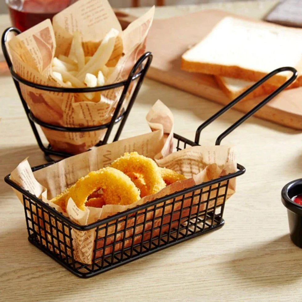 Black Metal Snack Buckets for Serving