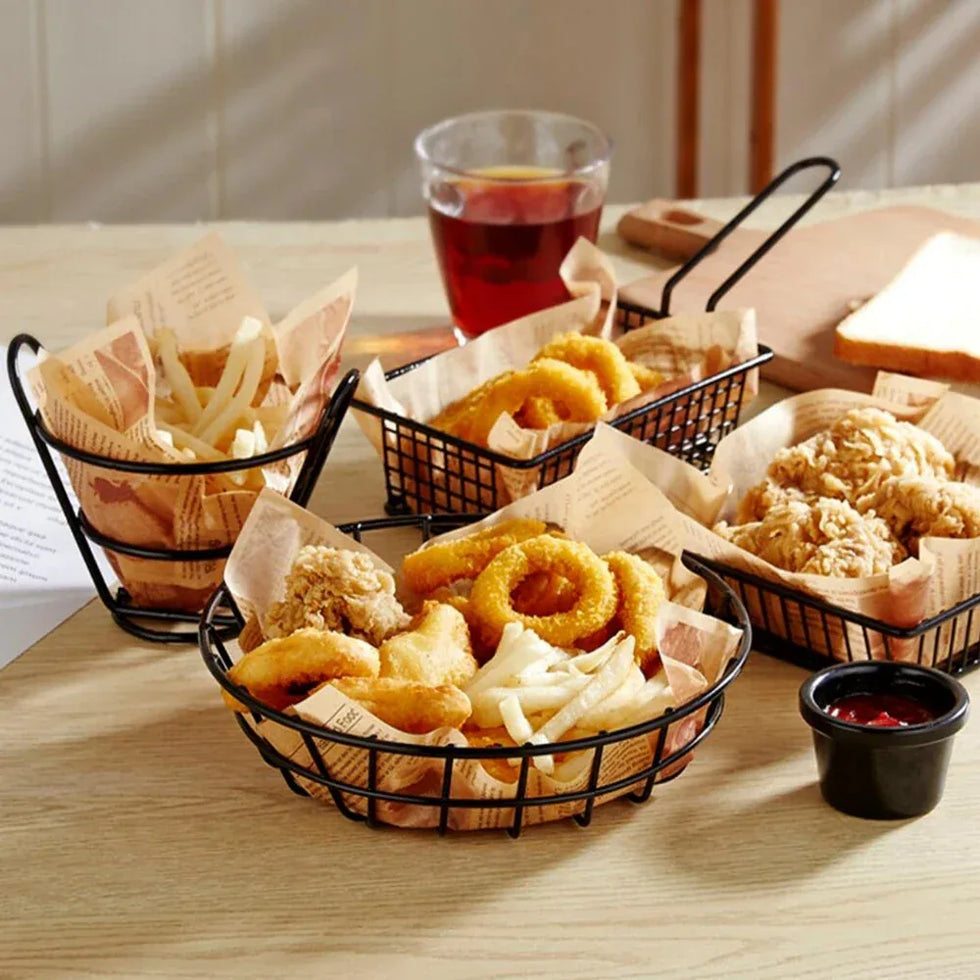 Black Metal Snack Buckets for Serving