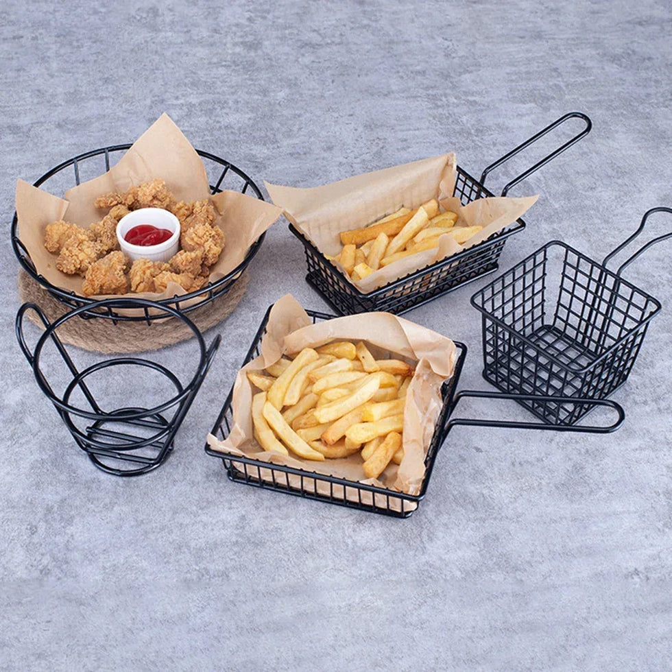 Black Metal Snack Buckets for Serving