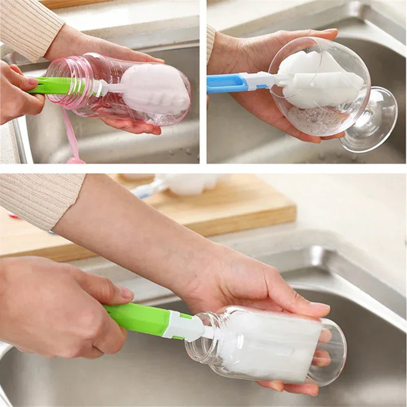 Pack of 3 Soft Sponge Bottle Cleaning Brush for Bottles - Clarify.pk